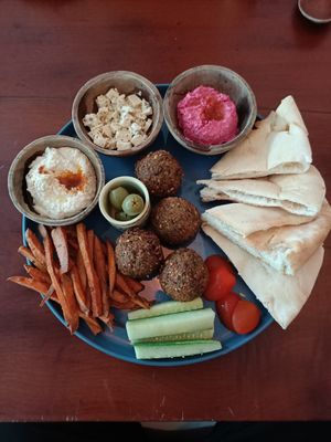 Mezze platter at Roots Plant-Based Cafe in Da Nang