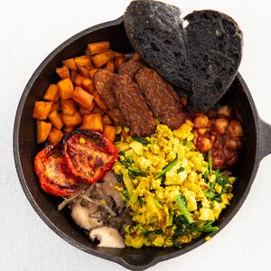 Full English breakfast at Roots Plant-Based Cafe in Da Nang