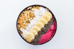 Tropical pitaya smoothie bowl at Roots Plant-Based Cafe in Da Nang