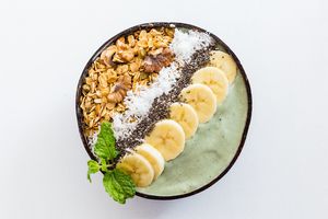 Spilulina smoothie bowl at Roots Plant-Based Cafe in Da Nang