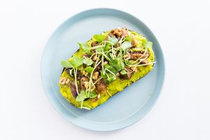 Avo&shiitake toasts at Roots Plant-Based Cafe in Da Nang