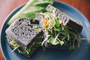 Pesto sandwhich at Roots Plant-Based Cafe in Da Nang