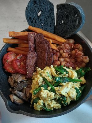 English breakfast at Roots Plant-Based Cafe in Da Nang