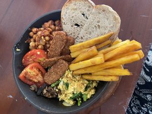 The full English breakfast!   at Roots Plant-Based Cafe in Da Nang