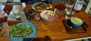 Avocado toast, falafel, hummus at Roots Plant-Based Cafe in Da Nang