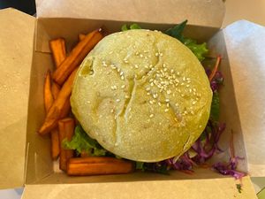 Katsu burger   at Roots Plant-Based Cafe in Da Nang
