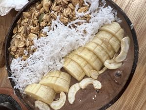 Chocolate smoothie bowl   at Roots Plant-Based Cafe in Da Nang