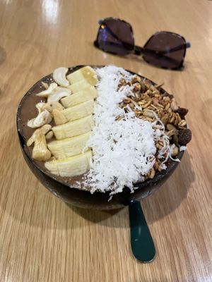 Cacao smoothie bowl.    at Roots Plant-Based Cafe in Da Nang