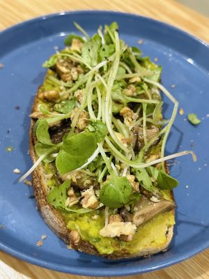 Avo shiitake toast (50k VND)  at Roots Plant-Based Cafe in Da Nang