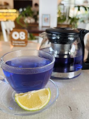 Magic blue tea (40k VND)  at Roots Plant-Based Cafe in Da Nang