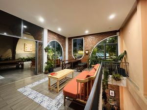 Restaurant interior, upper floor  at Roots Plant-Based Cafe in Da Nang