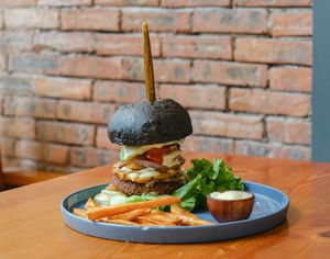 impossible Hawaiian burger at Roots Plant-Based Cafe in Da Nang