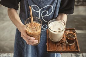 vietnamise milk coffee and vietanise coconut coffee at Roots Plant-Based Cafe in Da Nang