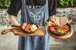 Savory foods
plant based sausages and full egnlish breakfast at Roots Plant-Based Cafe in Da Nang