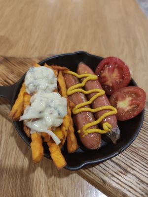 Vegan sausages at Roots Plant-Based Cafe in Da Nang