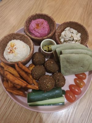 Falafel plate at Roots Plant-Based Cafe in Da Nang