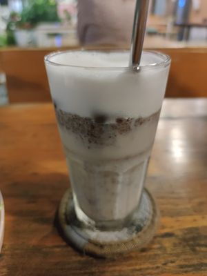 Mushroom latte at Roots Plant-Based Cafe in Da Nang
