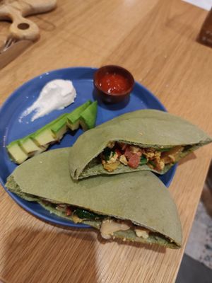 Brekkie pocket with tofu at Roots Plant-Based Cafe in Da Nang