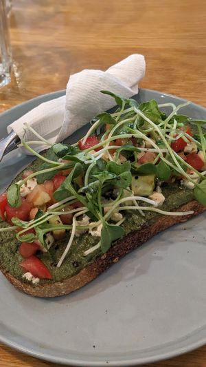Basil Pesto Toast at Roots Plant-Based Cafe in Da Nang
