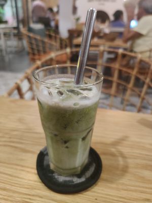 Iced Matcha Latte at Roots Plant-Based Cafe in Da Nang