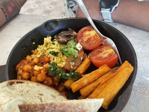 English breakfastt  at Roots Plant-Based Cafe in Da Nang