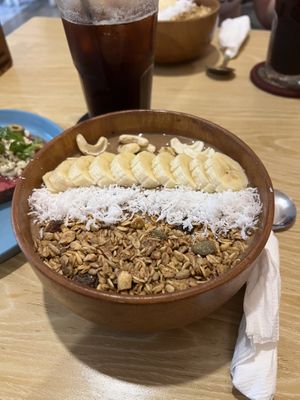 Cocoa smoothie bowl   at Roots Plant-Based Cafe in Da Nang