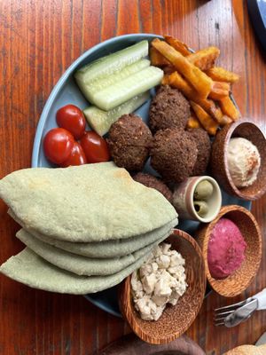 Mediterranean platter  at Roots Plant-Based Cafe in Da Nang