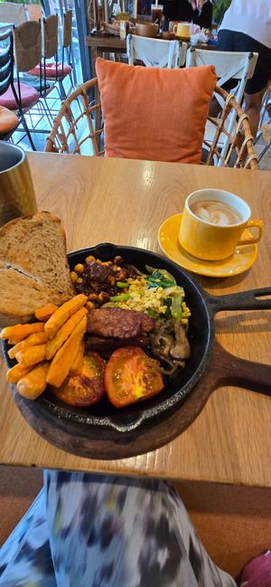 Full English breakfast at Roots Plant-Based Cafe in Da Nang