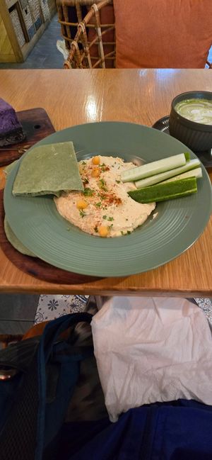 Hummus platter at Roots Plant-Based Cafe in Da Nang