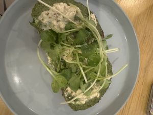 pesto toast without tomatos  at Roots Plant-Based Cafe in Da Nang