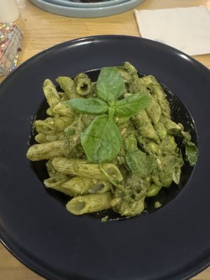 pesto pasta without tomatos  at Roots Plant-Based Cafe in Da Nang
