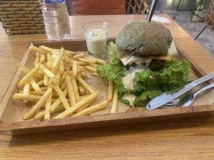 Swiss cheese burger   at Roots Plant-Based Cafe in Da Nang