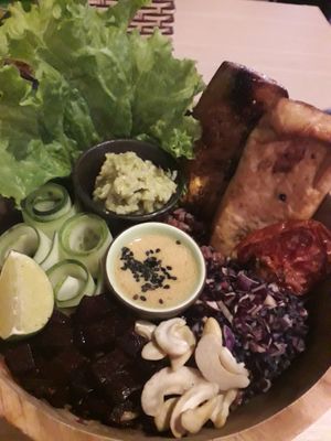 Rainbow buddha bowl at Roots Plant-Based Cafe in Da Nang