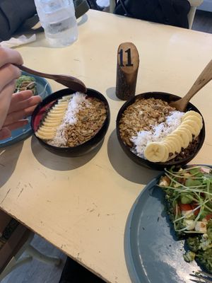 Tropical and Rise up smoothie bowls; the tropical is very fresh and the rise up is thick and tasty! at Roots Plant-Based Cafe in Da Nang