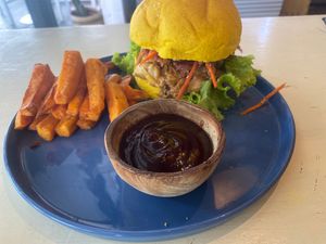 Jackfruit burger  at Roots Plant-Based Cafe in Da Nang