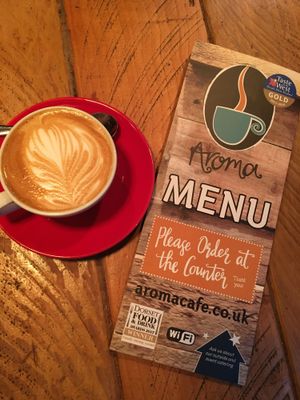 A picture of the Stunning new menu, full of vegan and veggie Delights! at Aroma Cafe in Bridport