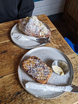 Pumpkin & choc loaf and almond croissant at Blank Coffee in South West London