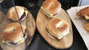Vegan sausage bagels at Blank Coffee in South West London