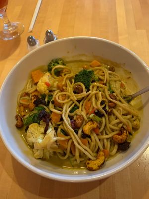 Peace bowl with Udon noodles  at Cafe Manna in Brookfield
