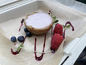 cheesecake" prepared with cashews and dates. Inspired daily by our Pastry Chef.   at Cafe Manna in Brookfield