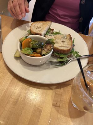 Pear Brie sandwich special with roasted vegetables   at Cafe Manna in Brookfield