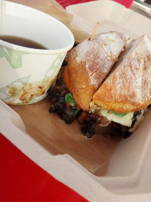 Portabella Melt (vegan w/vegan cheese) at Cafe Manna in Brookfield