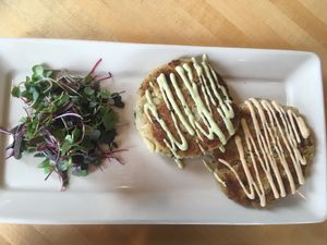 Vegan crab cakes at Cafe Manna in Brookfield