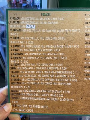 Menu   at Vegrano in Lucca