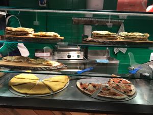 Selection of pizza and focaccia  at Vegrano in Lucca