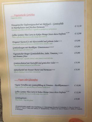 Vegetarian and vegan options from the menu at Gasthof Rosner in Altenmarktlim Pongau