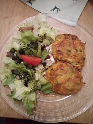 Kürbisschnitzel auf Blattsalat, sehr schmackhaft und lecker at Gasthof Rosner in Altenmarktlim Pongau