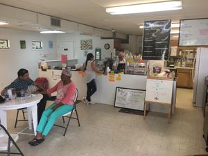 Inside. Cafe style seating.  at Hummingbird Hover in Forrest City