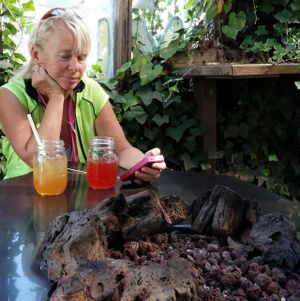 eating on the patio at Cafe Mundo in Newport