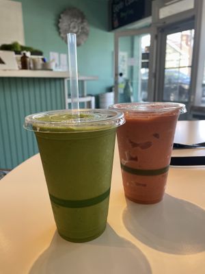 Key lime pie and tropical trip smoothies  at Catch A Healthy Habit Cafe in Fairfield